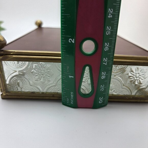 Vintage Glass Mirrored Jewelry Trinket Box Etched Rose Brass Mid Century - Picture 14 of 14
